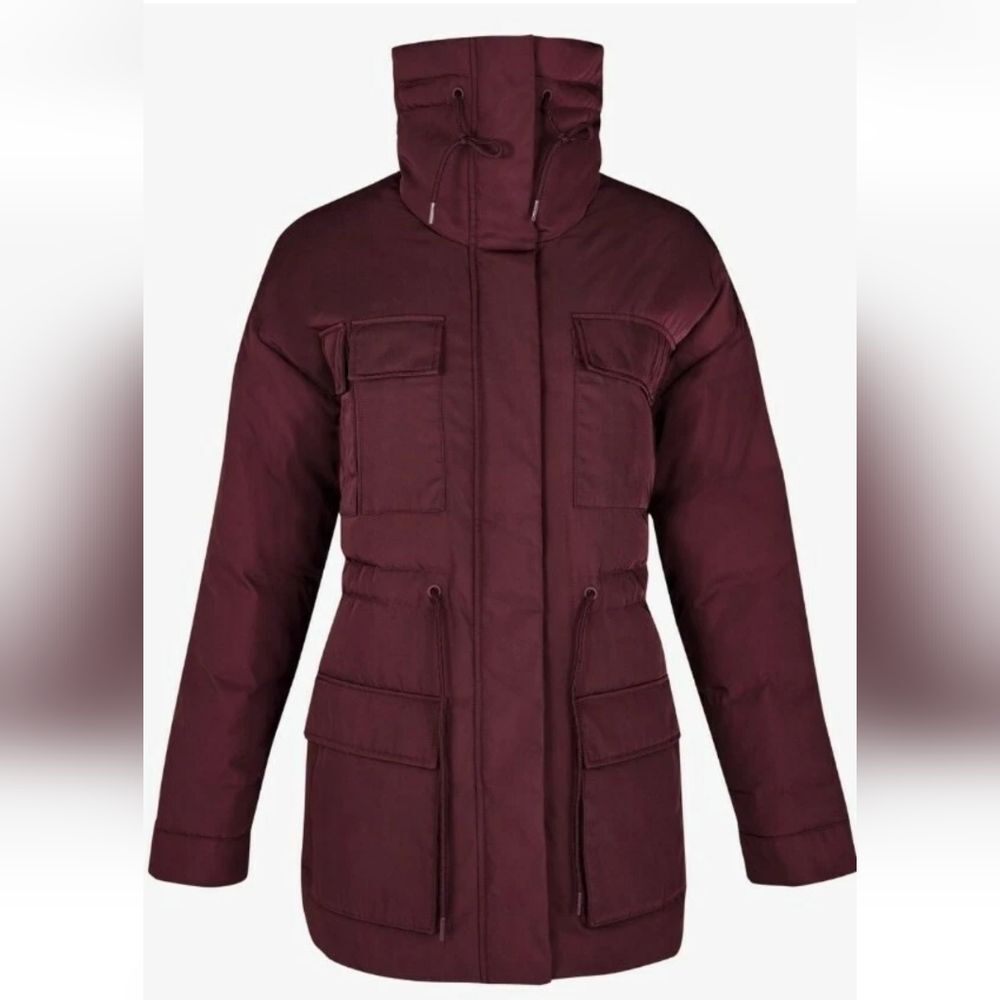 Sweaty Betty Utility Burgundy Puffer Quilted Water Resistan Jacket Coat Size M